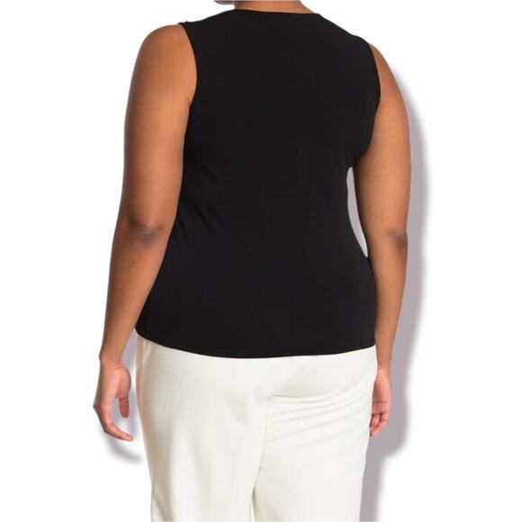 Adrianna Papell New Black Blouse Medium Black Ruffle Knit Dress Tank $49 - Picture 2 of 8